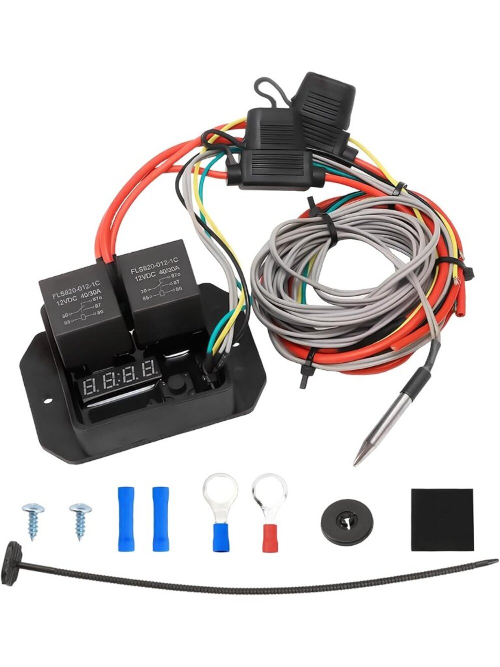Digital Electric Radiator Fan Controller Kit, Adjustable Temp 104-230°F, LED - Picture 1 of 6